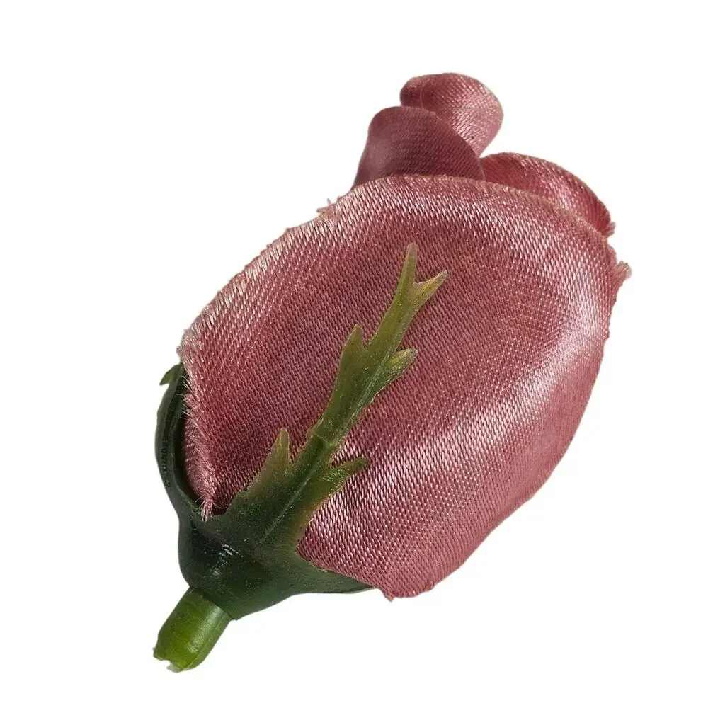 50 Mauve Pink Satin Rose Buds Stemless Wedding Floral Craft DIY 2 inch